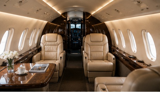 Repas gastronomique cabine jet privé Atlantic Jet Fly